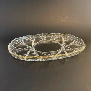 Mikasa Hampshire Gold Oval Crystal Platter 15" Gold-Rimmed Serving Platter